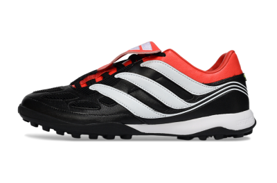 Men's Adidas Predator 26 Elite Fold-Over Tongue TF Football Shoes - Black/Vibrant Red/Soft White