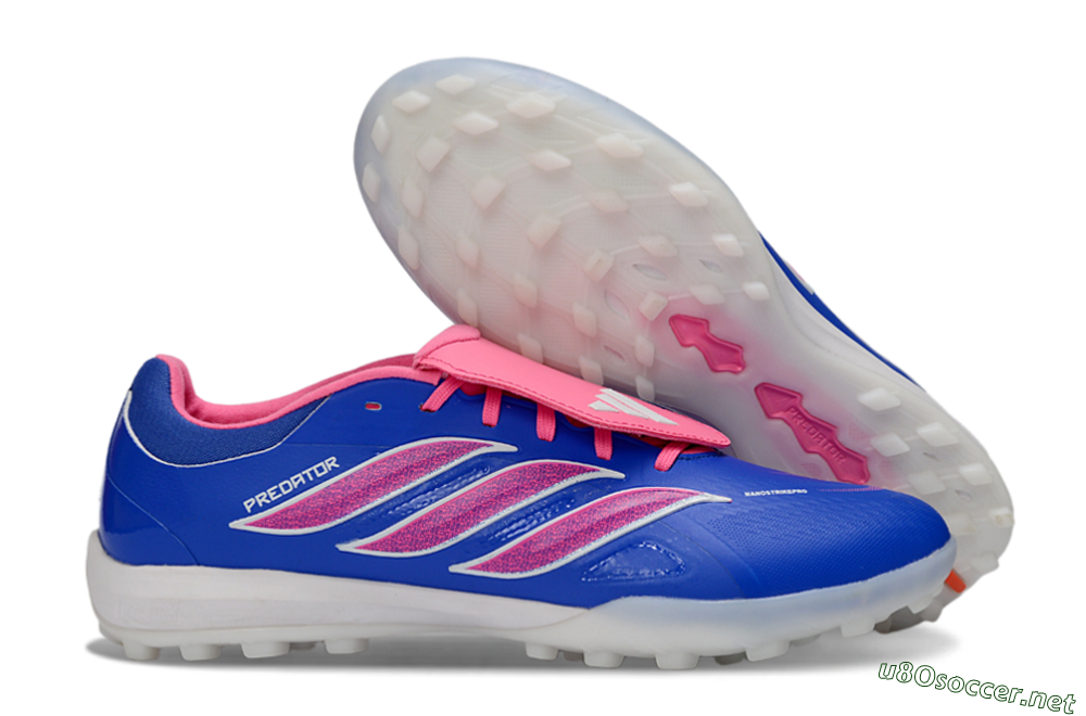 Men's Adidas Predator 26 Elite Fold-Over Tongue TF Football Shoes - Blue/Vibrant Pink/Light Blue 2
