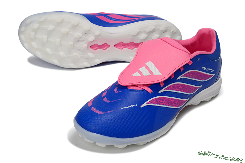 Men's Adidas Predator 26 Elite Fold-Over Tongue TF Football Shoes - Blue/Vibrant Pink/Light Blue 3