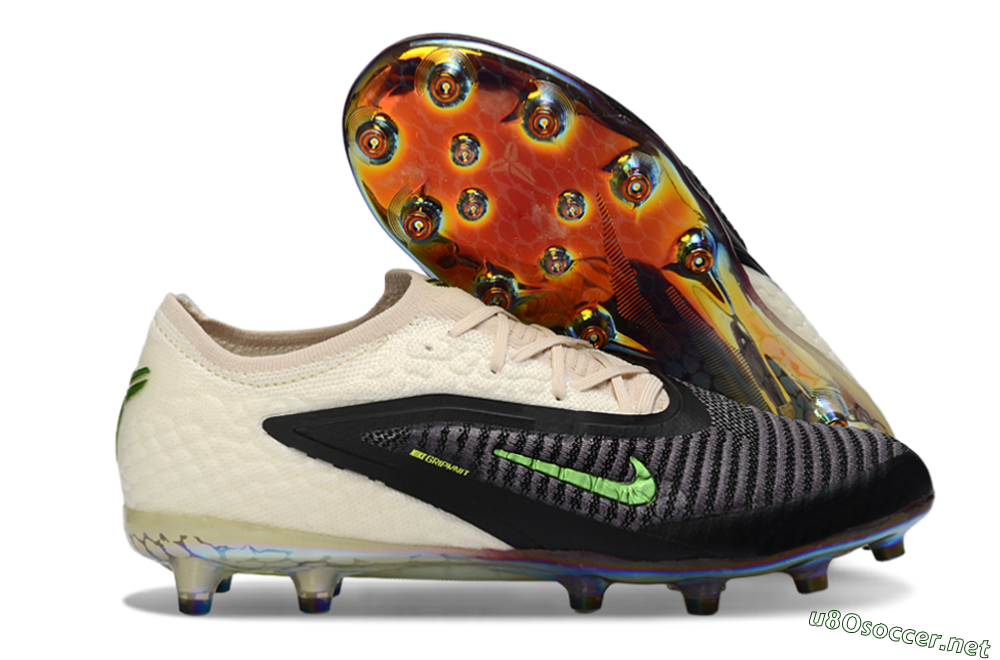 Unisex Nike Phantom 6 Low Elite AG Football Boots - Black/Electric Green/Crimson White 2