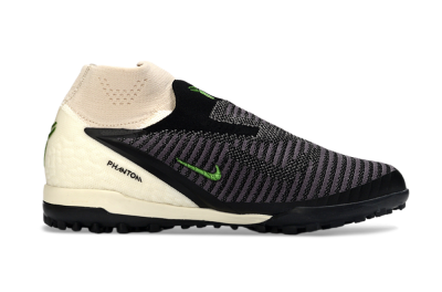 Unisex Nike Phantom 6 High Elite TF Football Shoes - Black/Electric Green/Light Tan