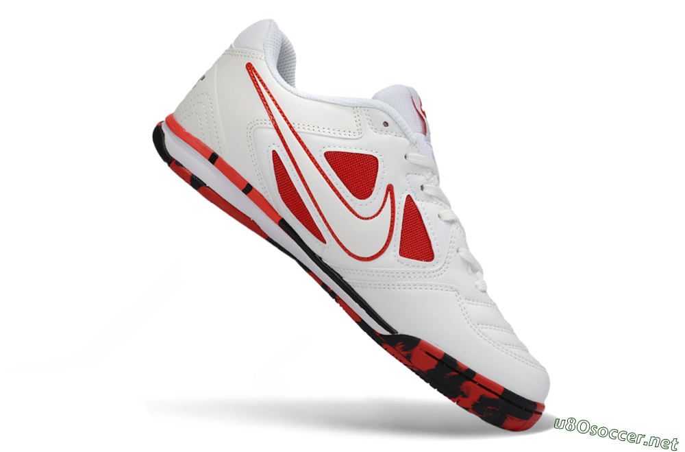 Men's Supreme x Nike SB Gato IC Football Shoes - White/Crimson Red/Black 4