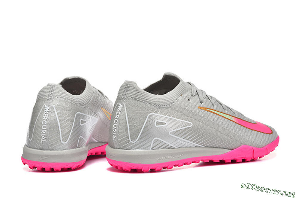 Men's Nike Air Zoom Mercurial Vapor 16 Elite TF Football Shoes - Gray/Vibrant Pink/Metallic Gold 9