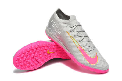 Men's Nike Air Zoom Mercurial Vapor 16 Elite TF Football Shoes - Gray/Vibrant Pink/Metallic Gold