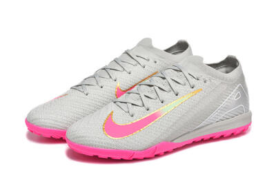 Men's Nike Air Zoom Mercurial Vapor 16 Elite TF Football Shoes - Gray/Vibrant Pink/Metallic Gold