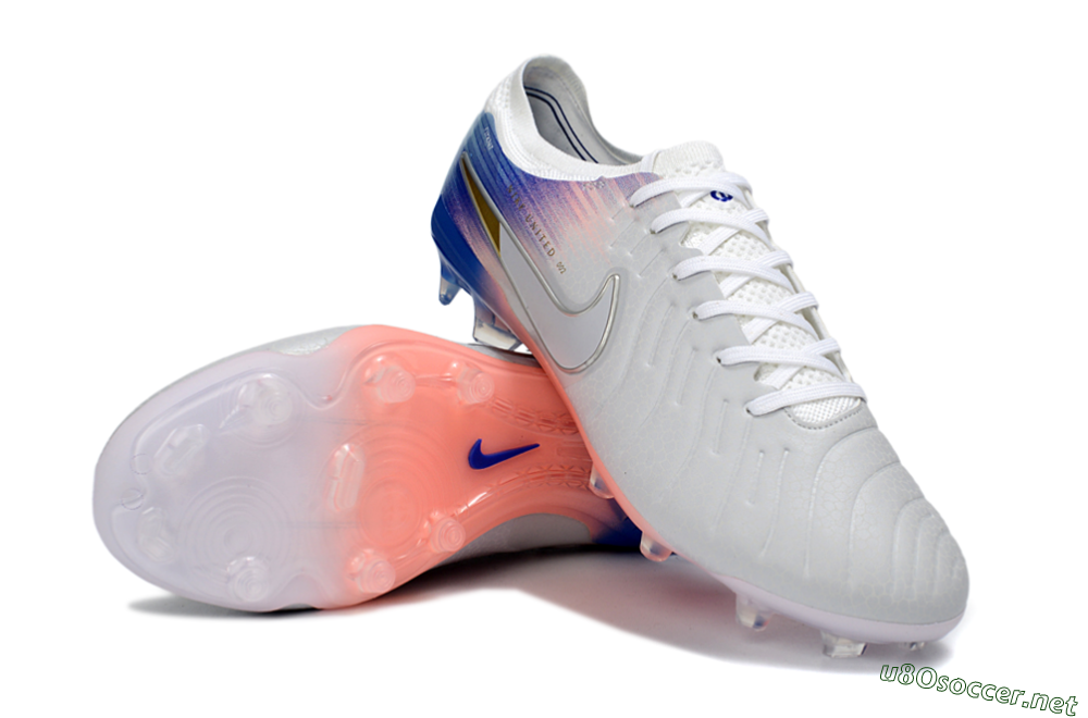 Men's Nike Tiempo Legend 10 Elite FG Football Boots - White/Coral Pink/Deep Blue 3