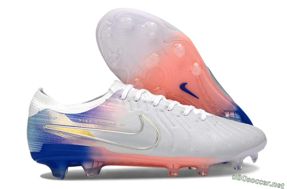 Men's Nike Tiempo Legend 10 Elite FG Football Boots - White/Coral Pink/Deep Blue 2
