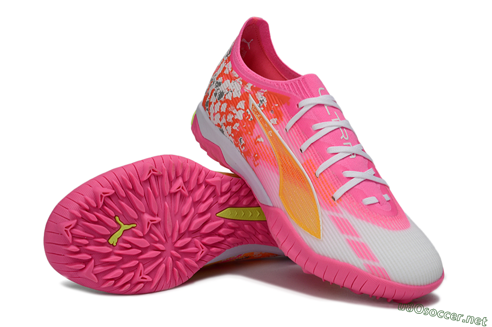 Men's Puma Ultra 5 Ultimate TF Football Shoes - Orange/Neon Pink/Sunny Yellow 3