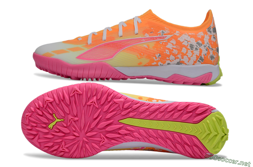 Men's Puma Ultra 5 Ultimate TF Football Shoes - Orange/Neon Pink/Sunny Yellow 1