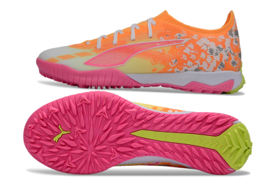 Men's Puma Ultra 5 Ultimate TF Football Shoes - Orange/Neon Pink/Sunny Yellow