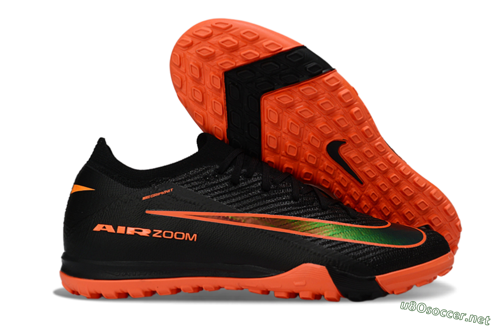 Unisex Nike Air Zoom Mercurial Vapor 16 Elite TF Football Shoes - Black/Electric Orange/Neon Green 2