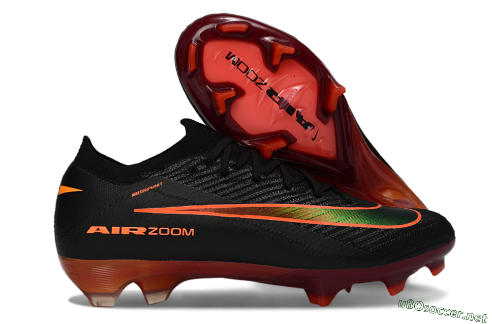 Unisex Nike Air Zoom Mercurial Vapor 16 Elite FG Football Boots - Black/Electric Orange/Neon Green 2