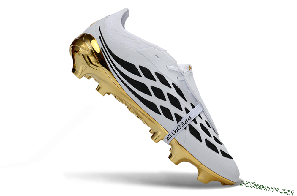 Unisex Adidas Predator 26 Elite Fold-Over Tongue FG Football Boots - White/Elegant Gold/Classic Black 4