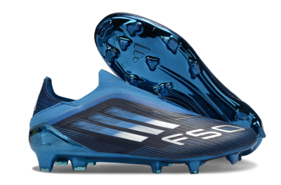 Men's Adidas F50 Elite Laceless FG Football Boots - Blue/Ocean Wave/Deep Sea