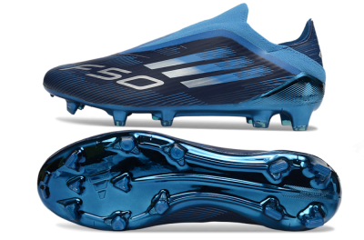 Men's Adidas F50 Elite Laceless FG Football Boots - Blue/Ocean Wave/Deep Sea