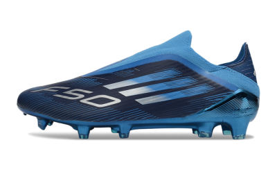 Men's Adidas F50 Elite Laceless FG Football Boots - Blue/Ocean Wave/Deep Sea