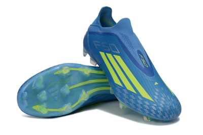 Men's Adidas F50 Elite Laceless FG Football Boots - Blue/Vibrant Blue/Electric Yellow