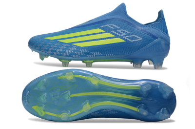Men's Adidas F50 Elite Laceless FG Football Boots - Blue/Vibrant Blue/Electric Yellow