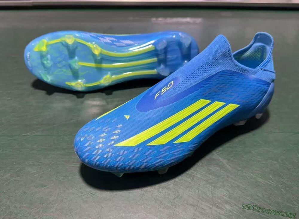 Men's Adidas F50 Elite Laceless FG Football Boots - Blue/Vibrant Blue/Electric Yellow