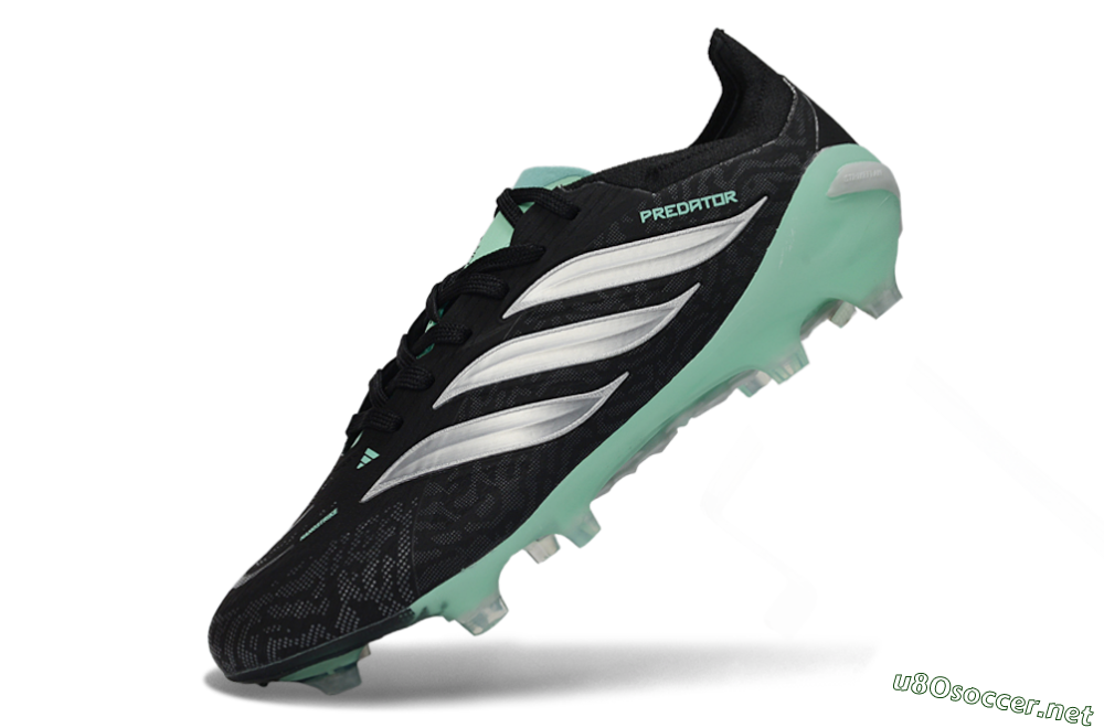 Men's Adidas Predator 26 Elite FG Football Boots - Black/Mint Green/Silver 5