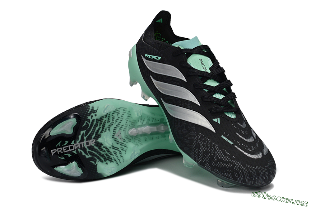 Men's Adidas Predator 26 Elite FG Football Boots - Black/Mint Green/Silver 3