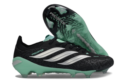 Men's Adidas Predator 26 Elite FG Football Boots - Black/Mint Green/Silver
