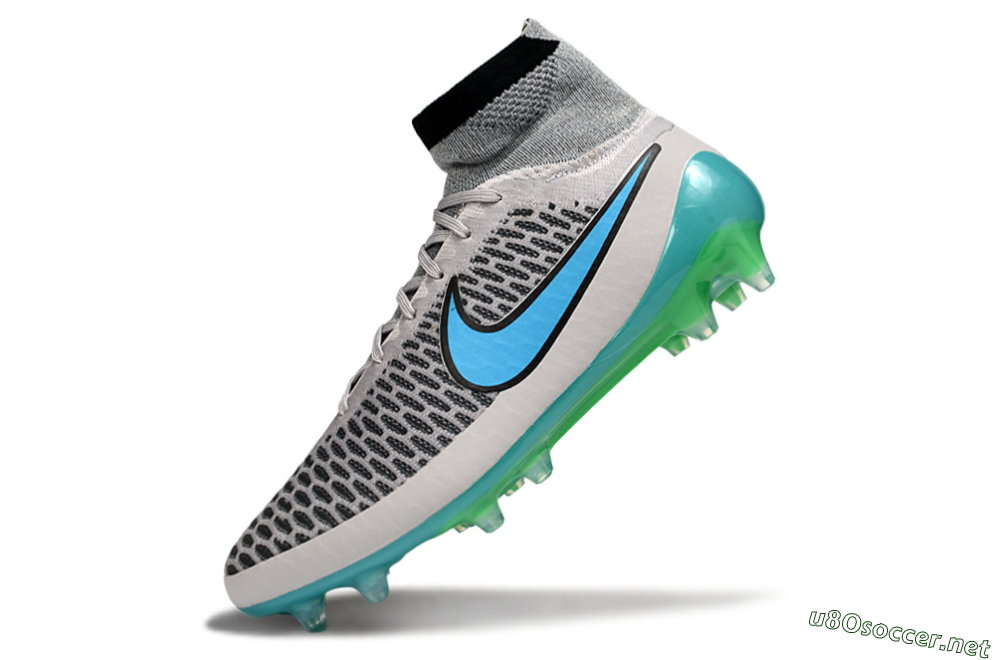 Men's Nike Magista Obra FG Football Boots - Grey/Aqua Blue/Luminous Green 5