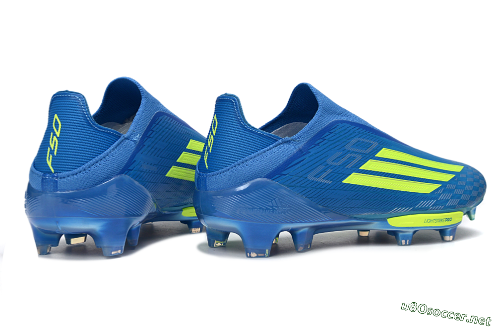 Men's Adidas F50+ Elite Lightstrike Pro Laceless FG Football Boots - Blue/Vibrant Blue/Lime Green 6