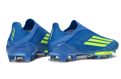 Men's Adidas F50+ Elite Lightstrike Pro Laceless FG Football Boots - Blue/Vibrant Blue/Lime Green