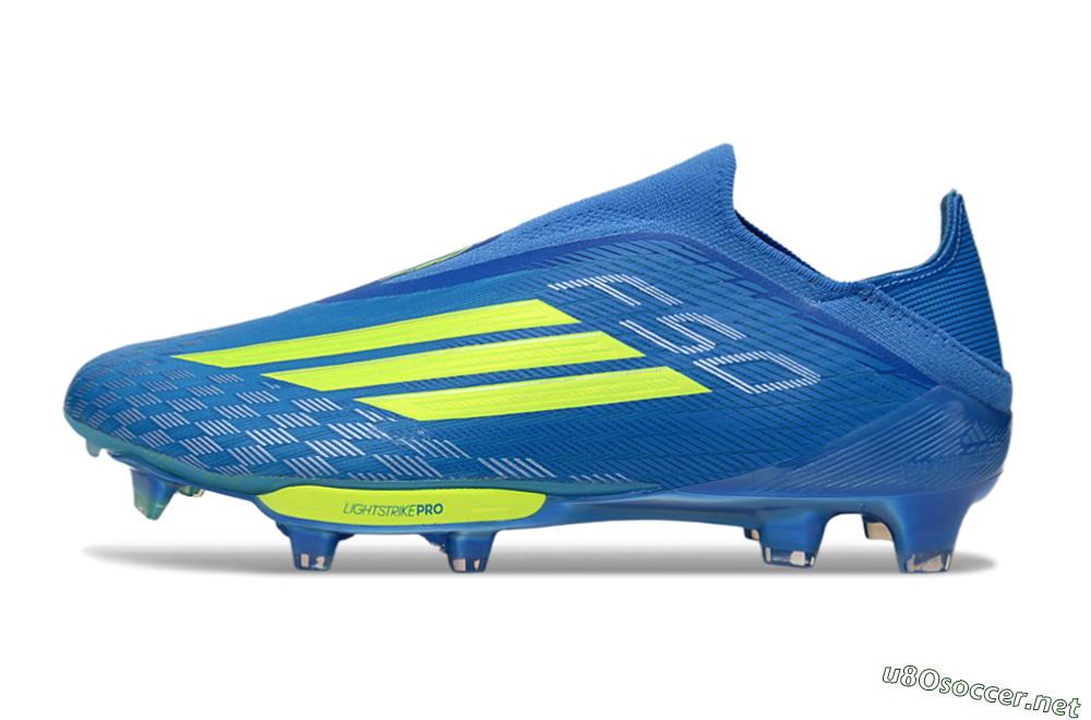 Men's Adidas F50+ Elite Lightstrike Pro Laceless FG Football Boots - Blue/Vibrant Blue/Lime Green 0