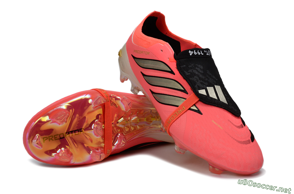 Unisex Adidas Predator 26 Elite Fold-Over Tongue FG Football Boots - Pink/Electric Pink/Gold 3