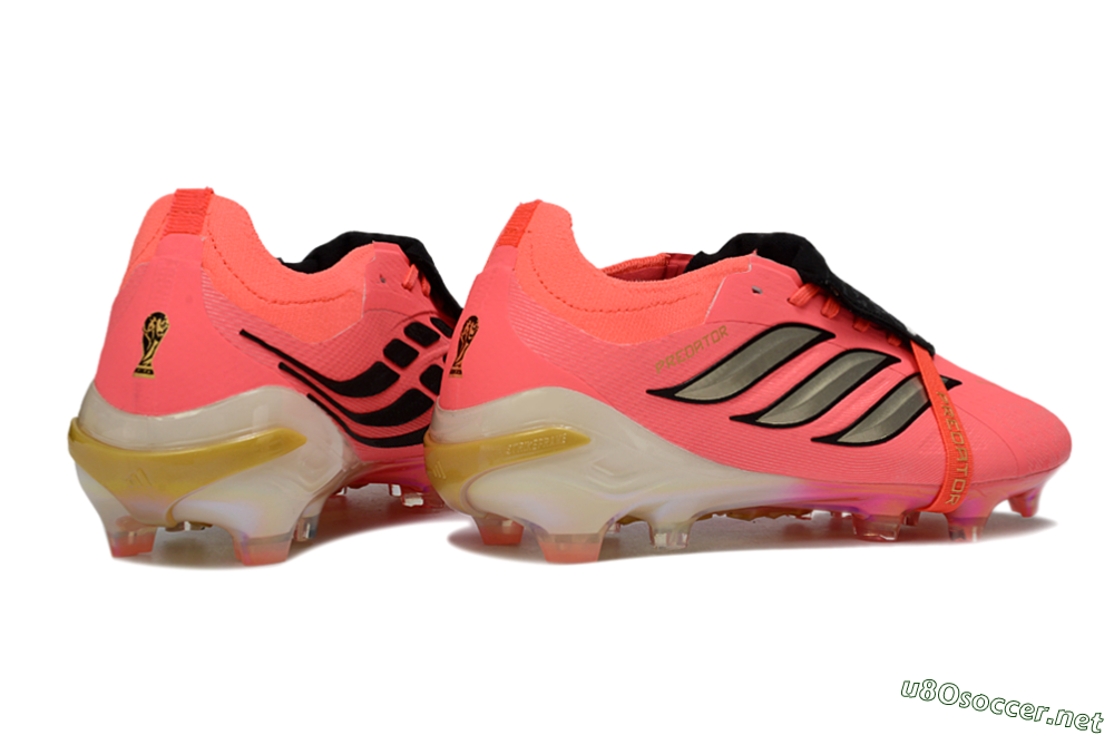 Unisex Adidas Predator 26 Elite Fold-Over Tongue FG Football Boots - Pink/Electric Pink/Gold 6