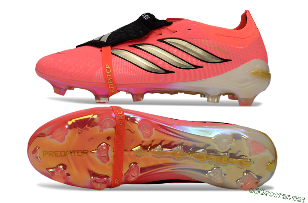 Unisex Adidas Predator 26 Elite Fold-Over Tongue FG Football Boots - Pink/Electric Pink/Gold 1