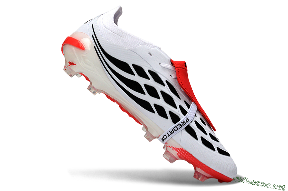 Unisex Adidas Predator 26 Elite Fold-Over Tongue FG Football Boots - White/Electric Red/Black 4