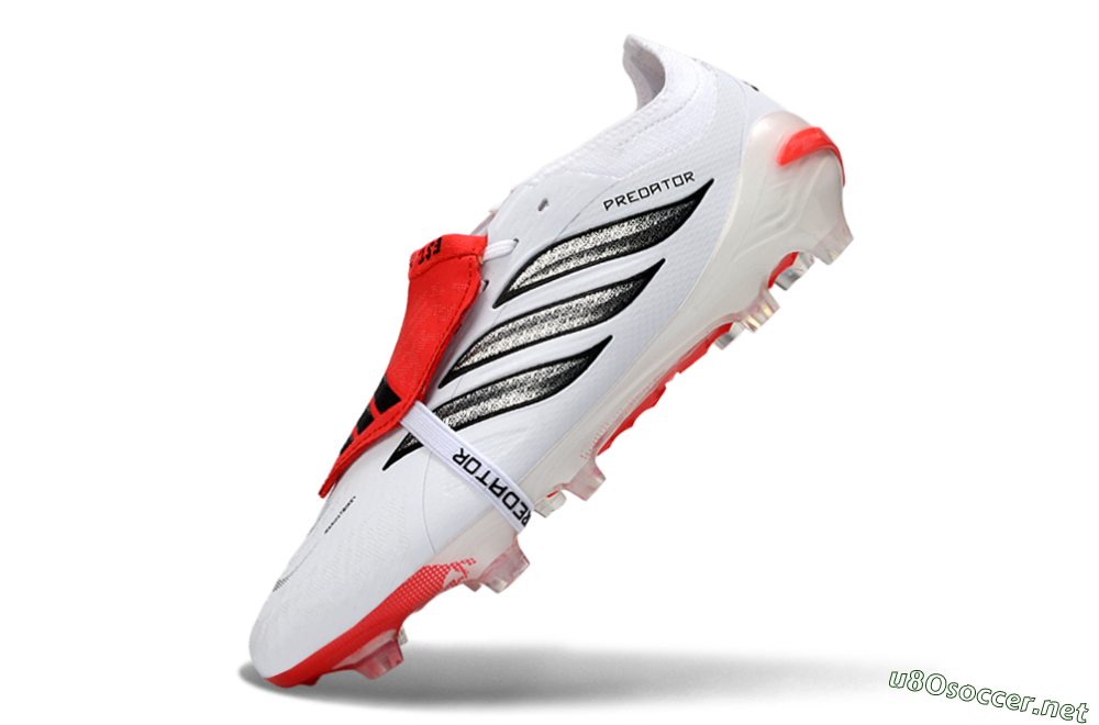 Unisex Adidas Predator 26 Elite Fold-Over Tongue FG Football Boots - White/Electric Red/Black 5
