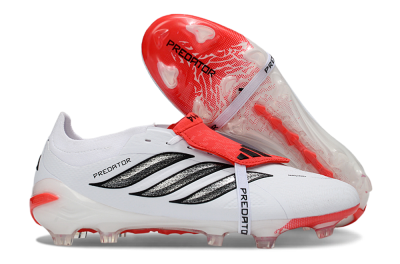 Unisex Adidas Predator 26 Elite Fold-Over Tongue FG Football Boots - White/Electric Red/Black