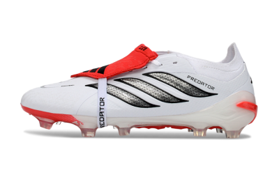 Unisex Adidas Predator 26 Elite Fold-Over Tongue FG Football Boots - White/Electric Red/Black