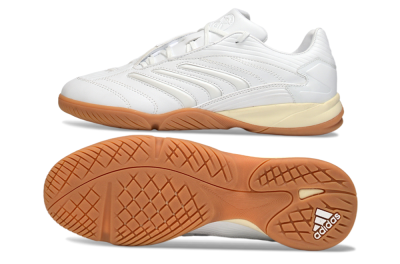 Men's Adidas Predator Precision IC Football Shoes - White/Cream Beige/Gum Brown