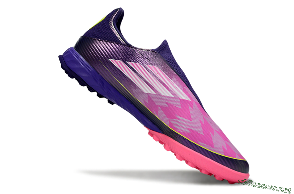 Men's Adidas F50 Pro Laceless TF Football Shoes - Purple/Bright Pink/Neon Yellow 4