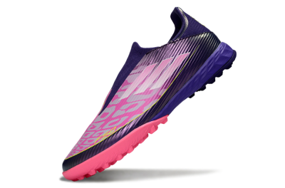 Men's Adidas F50 Pro Laceless TF Football Shoes - Purple/Bright Pink/Neon Yellow