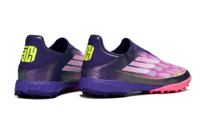 Men's Adidas F50 Pro Laceless TF Football Shoes - Purple/Bright Pink/Neon Yellow