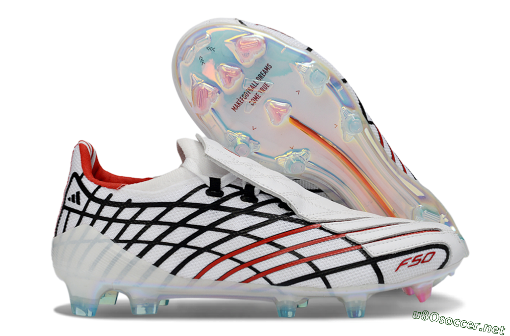 Unisex Adidas F50 Spider Elite FG Football Boots - White/Dynamic Red/Black 2