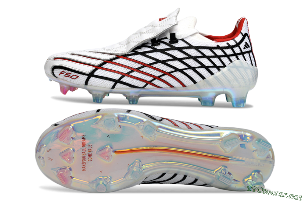 Unisex Adidas F50 Spider Elite FG Football Boots - White/Dynamic Red/Black 1