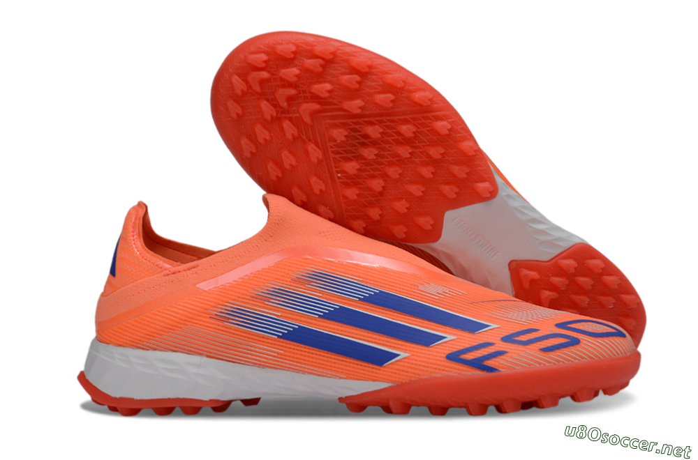 Unisex Adidas F50 Elite Laceless TF Football Shoes - Peach/Coral Burst/Deep Ocean 2