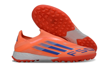Unisex Adidas F50 Elite Laceless TF Football Shoes - Peach/Coral Burst/Deep Ocean