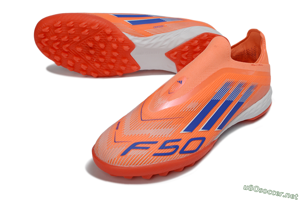 Unisex Adidas F50 Elite Laceless TF Football Shoes - Peach/Coral Burst/Deep Ocean 3