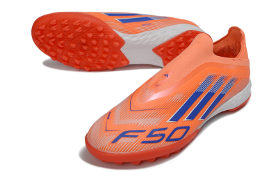 Unisex Adidas F50 Elite Laceless TF Football Shoes - Peach/Coral Burst/Deep Ocean