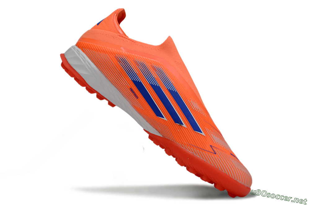 Unisex Adidas F50 Elite Laceless TF Football Shoes - Peach/Coral Burst/Deep Ocean 4