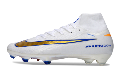 Unisex Nike Air Zoom Mercurial Superfly 10 Elite FG Football Boots - White/Metallic Gold/Blue