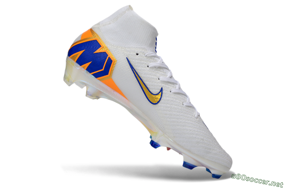 Unisex Nike Air Zoom Mercurial Superfly 10 Elite FG Football Boots - White/Metallic Gold/Blue 4